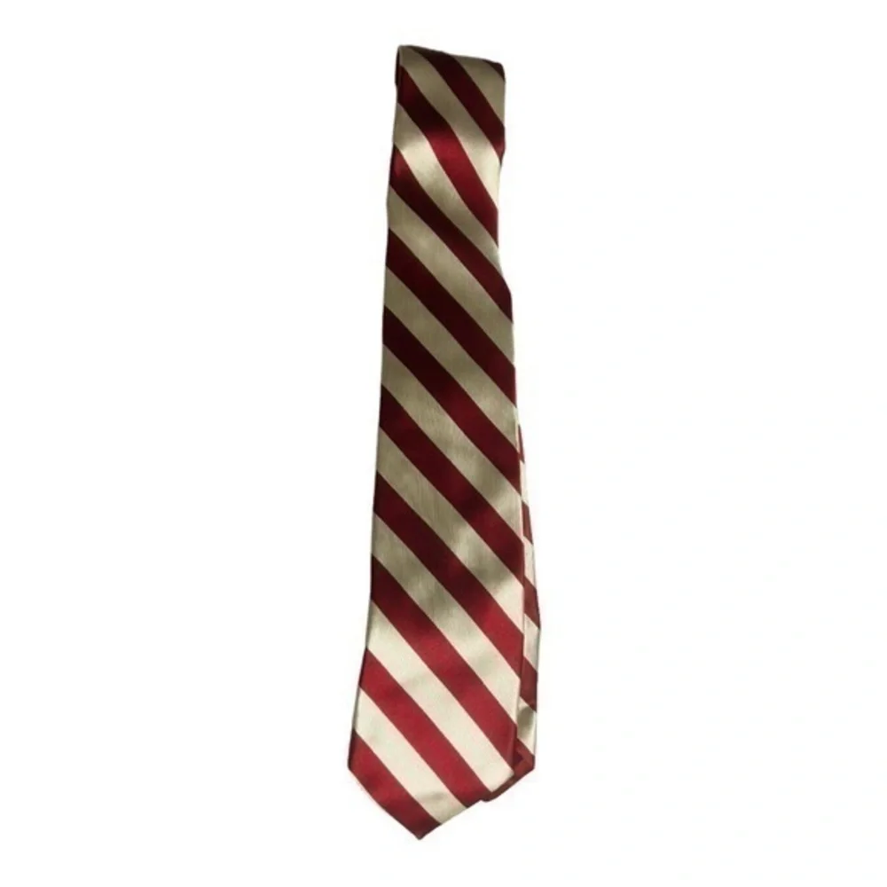 Collard‎ Greens Red & White Striped Tie 100% Silk